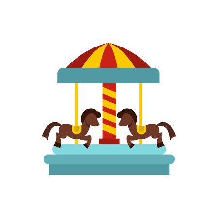 Merry go round horse ride icon in flat style on a white background vector illustrationのイラスト素材