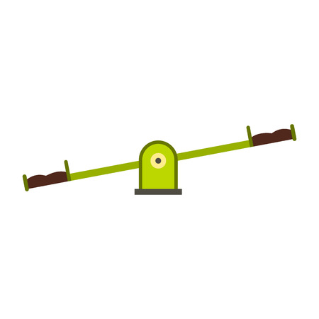 Green seesaw icon in flat style on a white background vector illustrationのイラスト素材