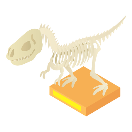 Dinosaur skeleton in archeology museum icon in cartoon style isolated on white background vector illustrationのイラスト素材