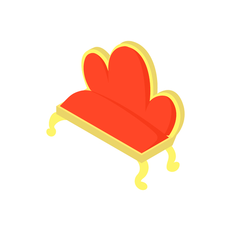 Red bench in museum icon in cartoon style isolated on white background vector illustrationのイラスト素材
