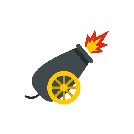 Cannon in the circus icon in flat style isolated on white background. Entertainment symbol vector illustrationのイラスト素材