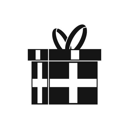 Gift in a box icon in simple style isolated on white background. Holiday symbol vector illustrationのイラスト素材