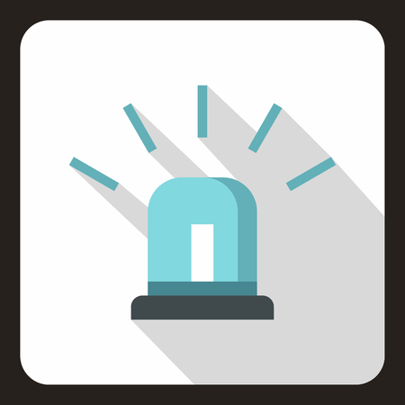 Blue special police flasher icon in flat style on a white background vector illustrationのイラスト素材