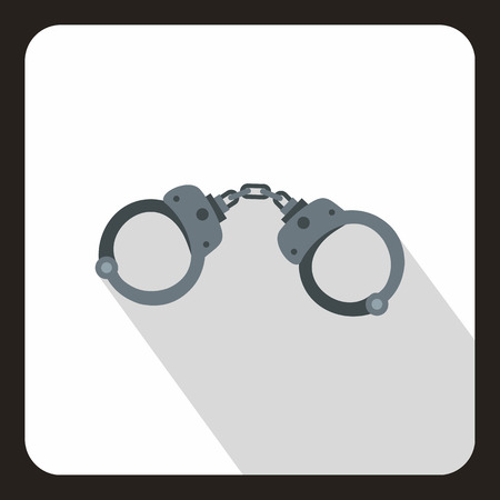 Handcuffs icon in flat style on a white background vector illustrationのイラスト素材