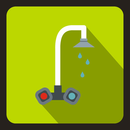 Dripping tap icon in flat style on a lime background vector illustrationのイラスト素材
