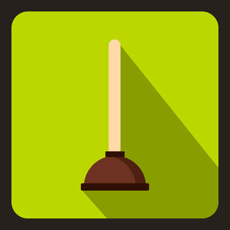 Cup plunger icon in flat style on a lime background vector illustrationのイラスト素材