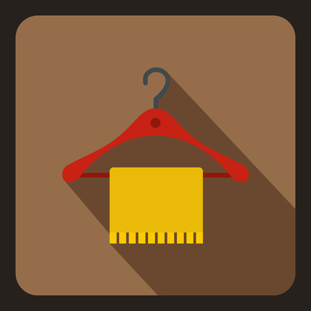 Blue scarf on coat hanger icon in flat style on a coffee background vector illustrationのイラスト素材