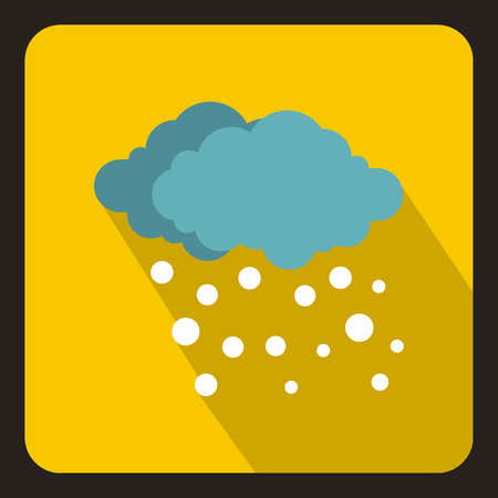 Blue clouds and white snow icon in flat style with long shadow. Weather symbol vector illustrationのイラスト素材