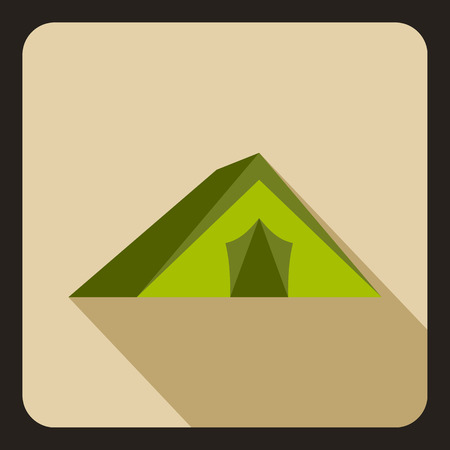 Tourist tent icon in flat style with long shadow. Tourism and recreation symbol vector illustrationのイラスト素材