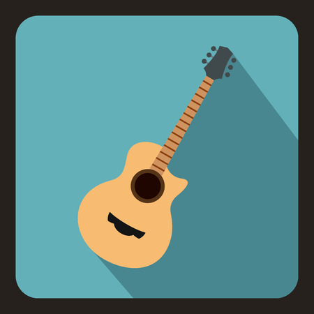 Guitar icon in flat style with long shadow. Musical instrument symbol vector illustrationのイラスト素材