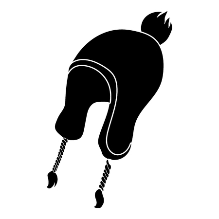 Winter hat with pompom icon in simple style on a white background vector illustrationのイラスト素材