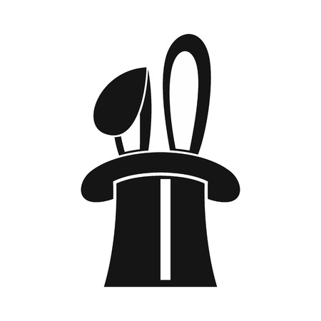 Rabbit appearing from a top magic hat icon in simple style on a white background vector illustrationのイラスト素材