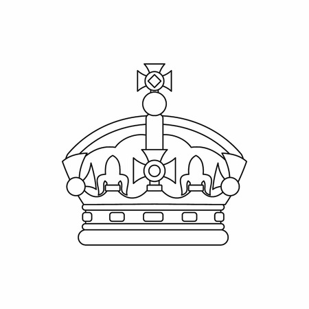 Crown icon in outline style isolated on white background. Power symbolのイラスト素材