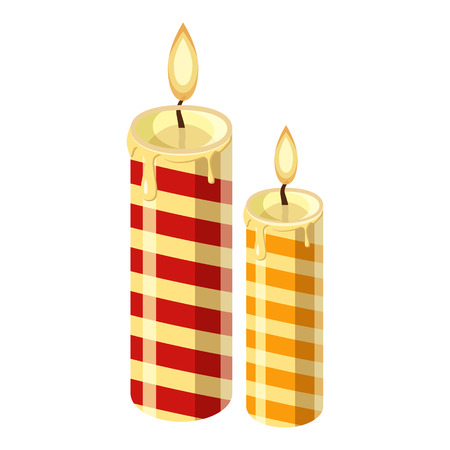 Christmas candle icon in cartoon style isolated on white background vector illustrationのイラスト素材