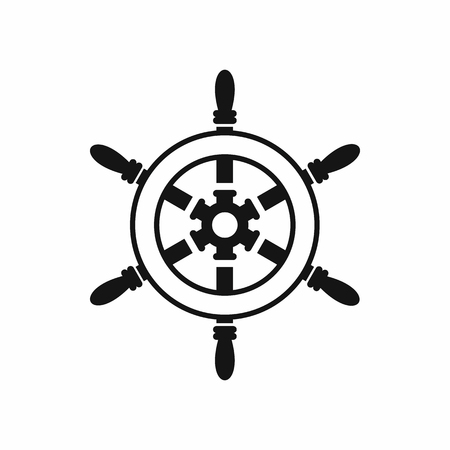 Wheel of ship icon in simple style isolated on white background. Ship control symbolのイラスト素材