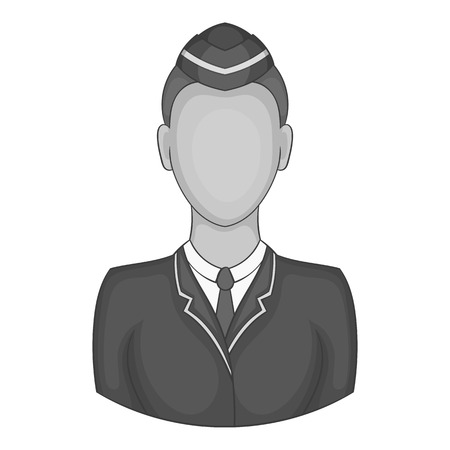 Woman train conductor icon in black monochrome style isolated on white background. Job symbol vector illustrationのイラスト素材