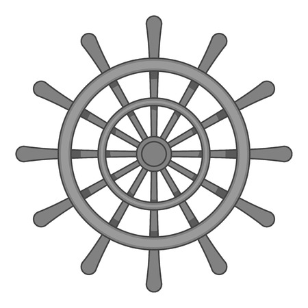 Wheel of ship icon in black monochrome style isolated on white background. Ship control symbol vector illustrationのイラスト素材