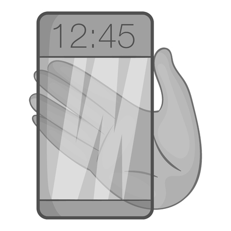 Transparent smartphone icon in black monochrome style isolated on white background. Technology symbol vector illustrationのイラスト素材