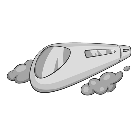 High speed train icon in black monochrome style isolated on white background. Transport symbol vector illustrationのイラスト素材