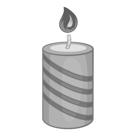 Festive candle icon in black monochrome style isolated on white background. Holiday symbol vector illustrationのイラスト素材