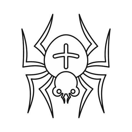 Spider icon in outline style isolated on white background. Insect symbol vector illustrationのイラスト素材