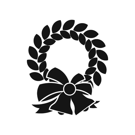 Merry Christmas wreath icon in simple style on a white background vector illustrationのイラスト素材