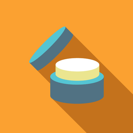 Cosmetic face cream jar icon in flat style isolated with long shadow vector illustrationのイラスト素材