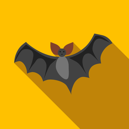 Flight of a bat ficon in flat style isolated with long shadow vector illustrationのイラスト素材