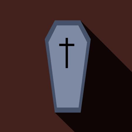 Coffin icon in flat style isolated with long shadow vector illustrationのイラスト素材