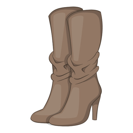 Womens boots high heel icon in cartoon style isolated on white background. Wear symbol vector illustrationのイラスト素材
