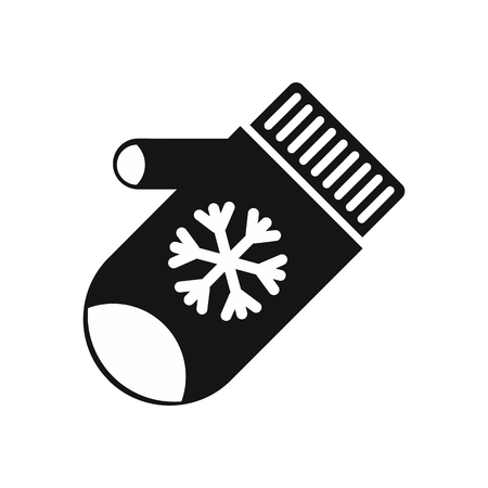 Mitten with snowflake icon in simple style on a white background vector illustrationのイラスト素材