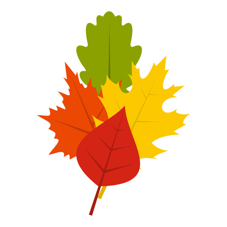 Leaves icon in flat style isolated on white background. Plant symbol vector illustrationのイラスト素材