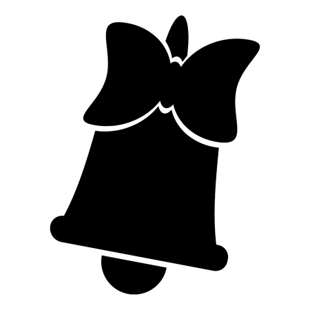 Bell with bow icon in simple style isolated on white background. Ring symbol vector illustrationのイラスト素材