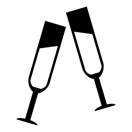 Two glasses of champagne icon in simple style isolated on white background. Drink symbol vector illustrationのイラスト素材