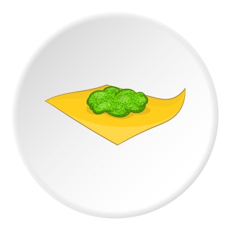 Marijuana on paper icon in cartoon style on white circle background. Drug symbol vector illustrationのイラスト素材