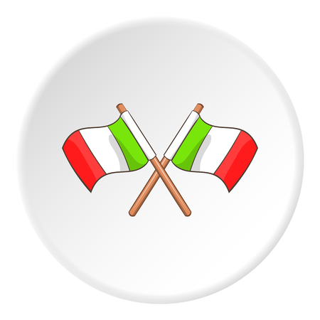 Flag of Italy icon in cartoon style on white circle background. State symbol vector illustrationのイラスト素材