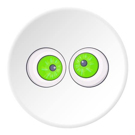 Slant eyes icon in cartoon style on white circle background. Trick symbol vector illustrationのイラスト素材