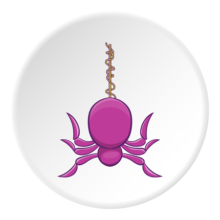 Spider icon in cartoon style on white circle background. Insect symbol vector illustrationのイラスト素材