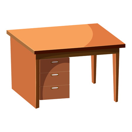 Computer desk icon in cartoon style isolated on white background. Furniture symbol vector illustrationのイラスト素材