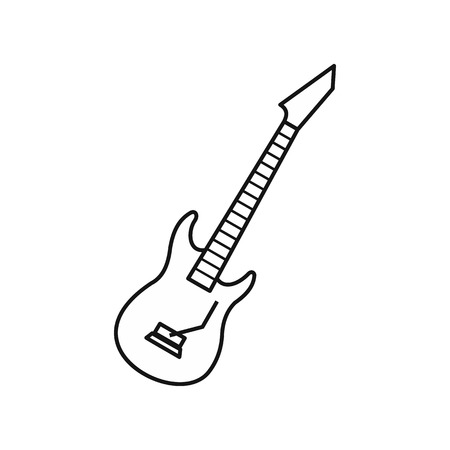 Electric guitar icon in outline style on a white background vector illustrationのイラスト素材
