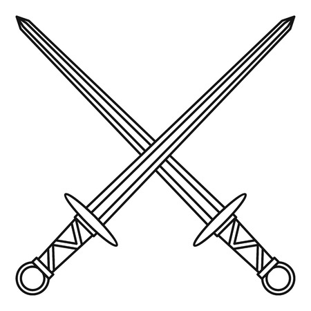 Medieval swords icon in outline style on a white background vector illustrationのイラスト素材