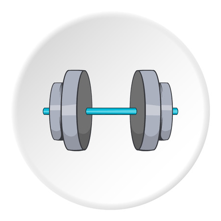 Dumbbell icon in cartoon style isolated on white circle background. Sport symbol vector illustrationのイラスト素材