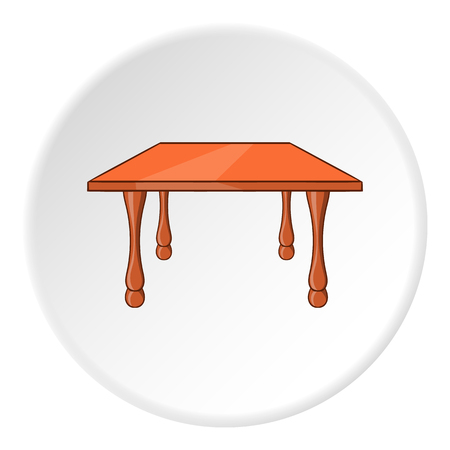 Table icon in cartoon style isolated on white circle background. Furniture symbol vector illustrationのイラスト素材