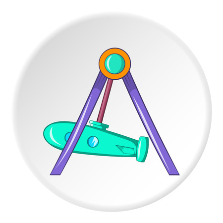 Rocket swing icon in cartoon style isolated on white circle background. Attraction symbol vector illustrationのイラスト素材