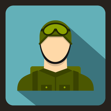 Military paratrooper icon in flat style with long shadow vector illustrationのイラスト素材
