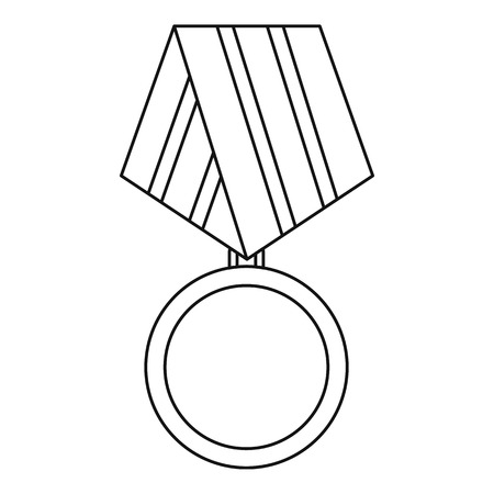 Military medal icon in outline style isolated on white background vector illustrationのイラスト素材