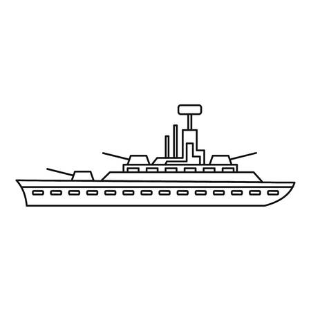 Military warship icon in outline style isolated on white background vector illustrationのイラスト素材