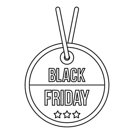 Black Friday sale tag icon in outline style on a white background vector illustrationのイラスト素材