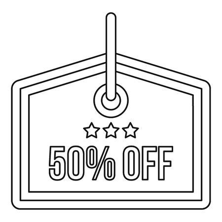 Sale tag 50 percent off icon in outline style on a white background vector illustrationのイラスト素材