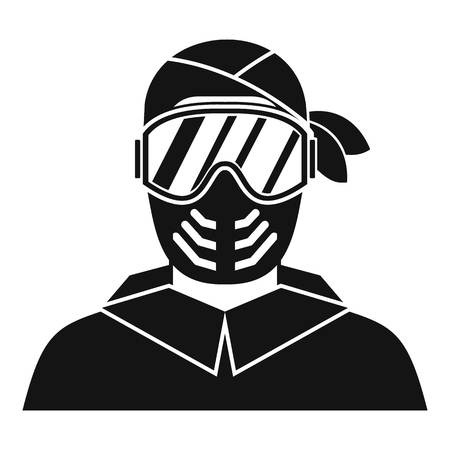 Paintball player wearing protective mask icon in simple style on a white background vector illustrationのイラスト素材